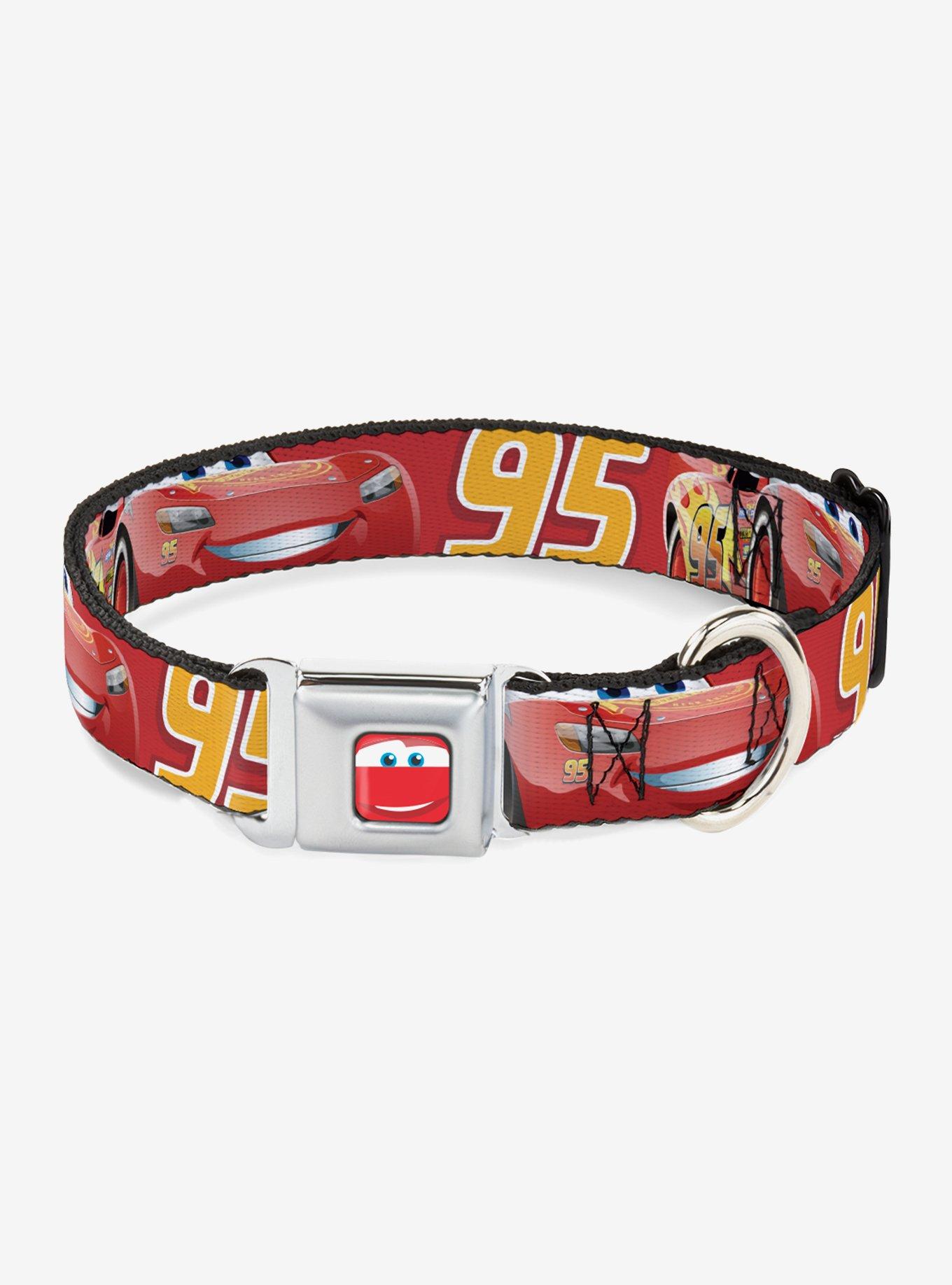 Disney Pixar Cars Lightning Mcqueen Smiling Pose 95 Seatbelt Buckle Dog Collar, RED, hi-res