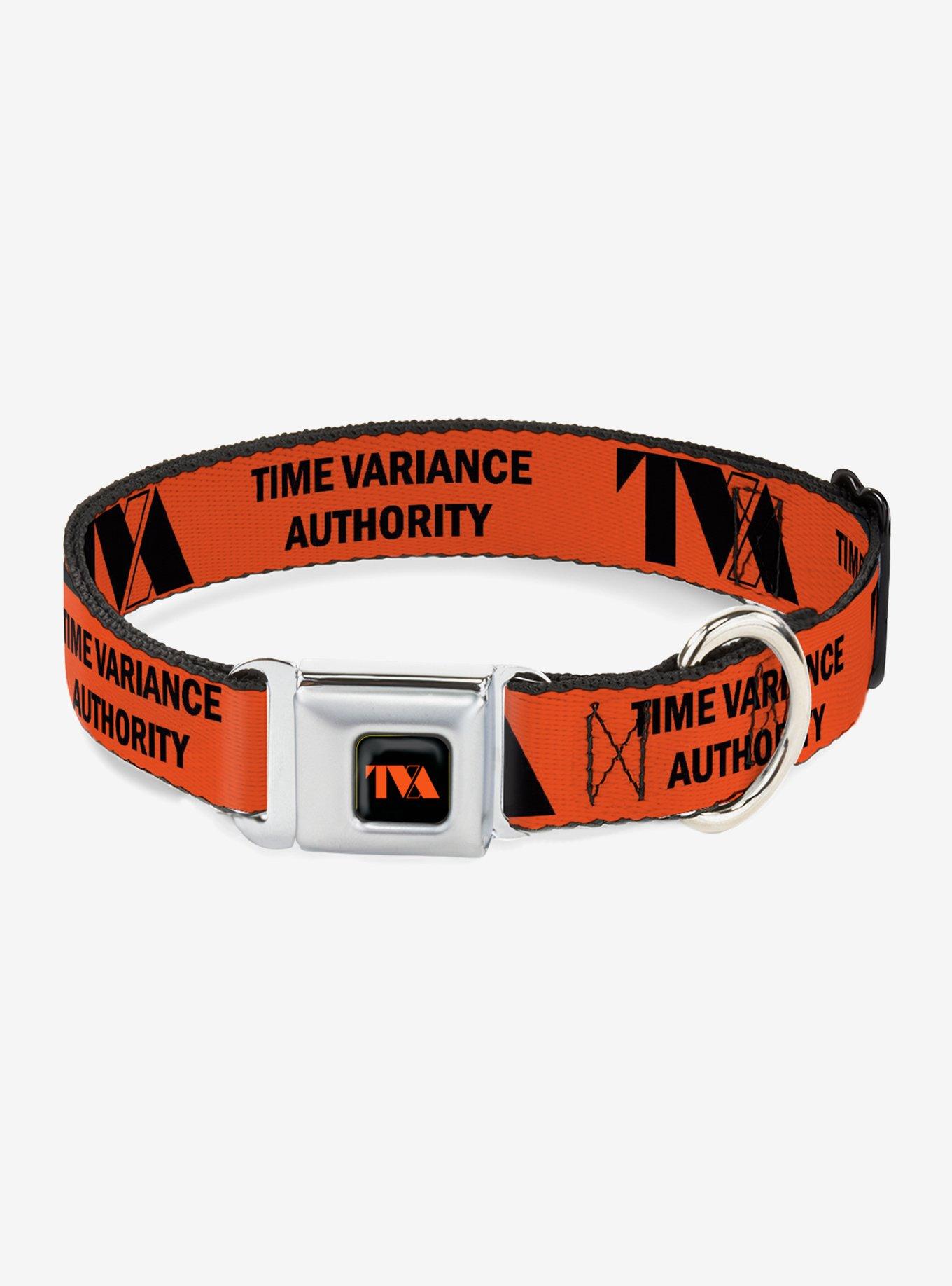 Marvel Loki Series Time Variance Authority Text Seatbelt Buckle Dog Collar, ORANGE, hi-res