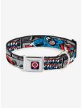 Marvel Captain America Comic Blocks Seatbelt Buckle Dog Collar, GREY, hi-res