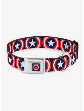 Marvel Captain America Shield Repeat Seatbelt Buckle Dog Collar, , hi-res