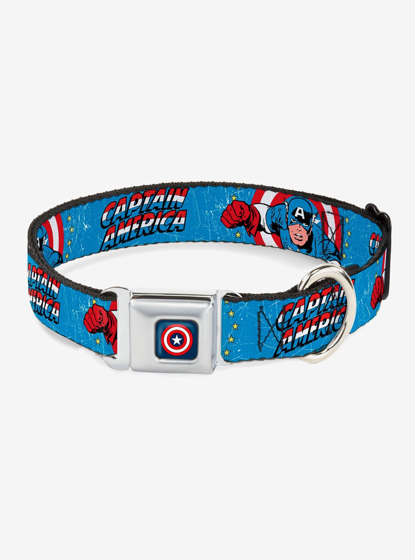 Marvel Captain America Weathered Seatbelt Buckle Dog Collar