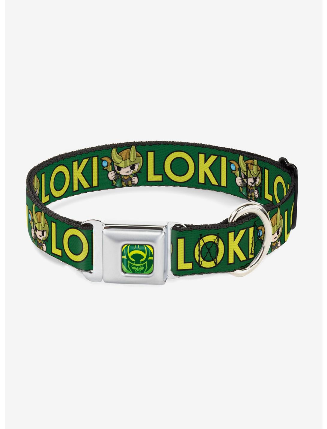 Marvel Loki Kawaii Loki Standing Seatbelt Buckle Dog Collar, GREEN, hi-res