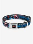 Marvel Captain America Avengers Logo Cityscape Seatbelt Buckle Pet Collar, MULTICOLOR, hi-res