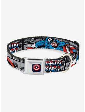 Plus Size Marvel Captain America Comic Blocks Seatbelt Buckle Pet Collar, , hi-res