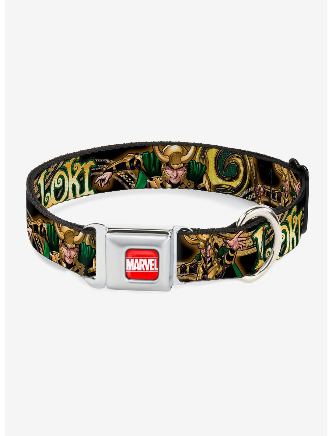 Marvel Loki Poses Seatbelt Buckle Pet Collar, BLACK, hi-res