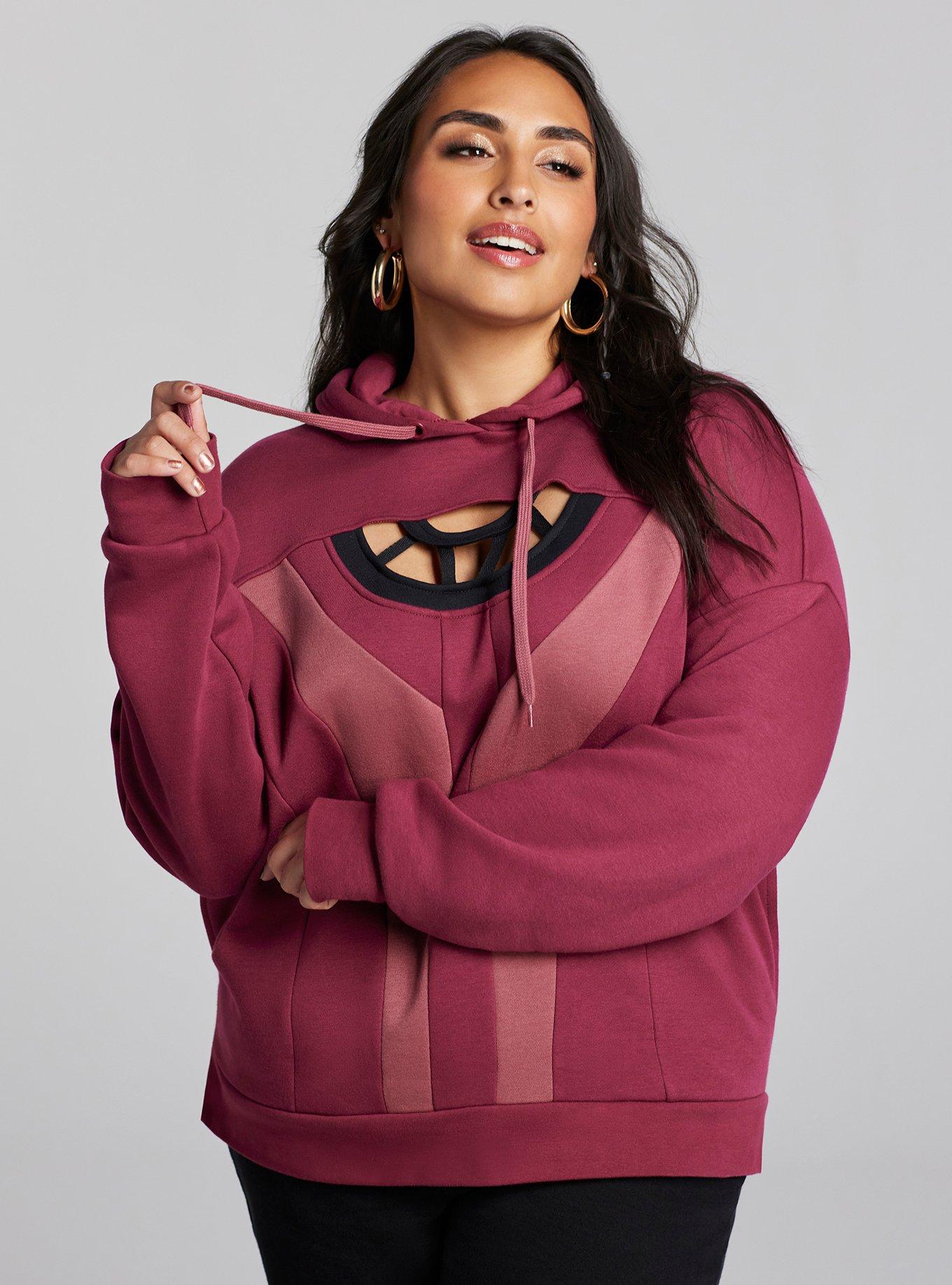 Her Universe Marvel Scarlet Witch Cutout Hoodie Plus Size Her Universe Exclusive, RED, hi-res