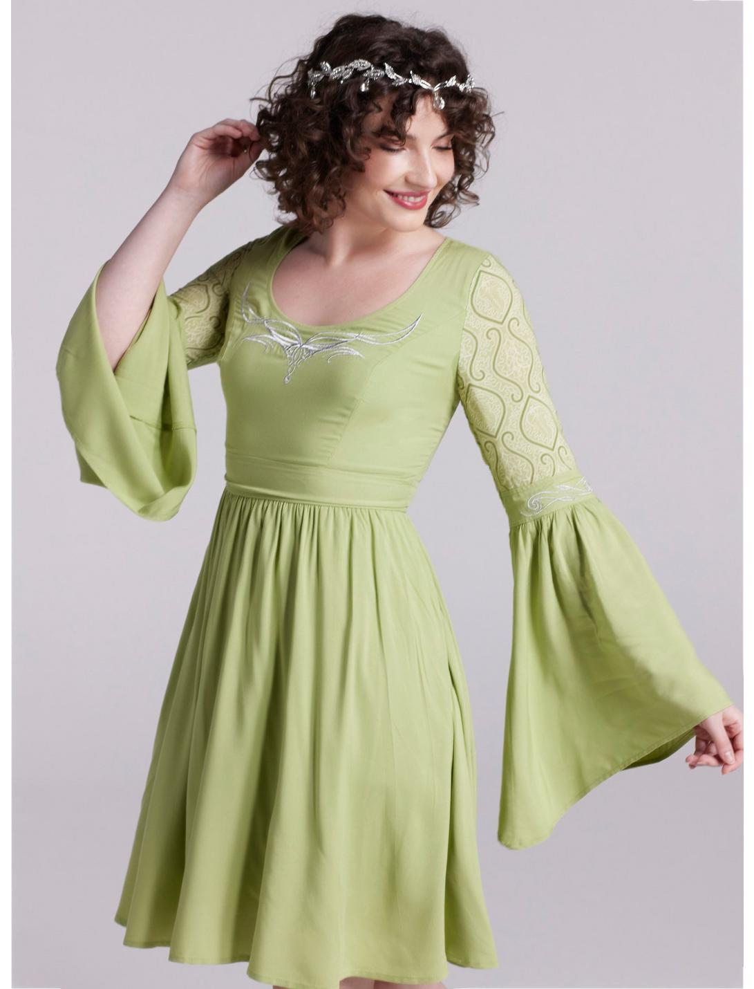 Her Universe The Lord Of The Rings Arwen Bell Sleeve Dress Her Universe Exclusive, GREEN, hi-res
