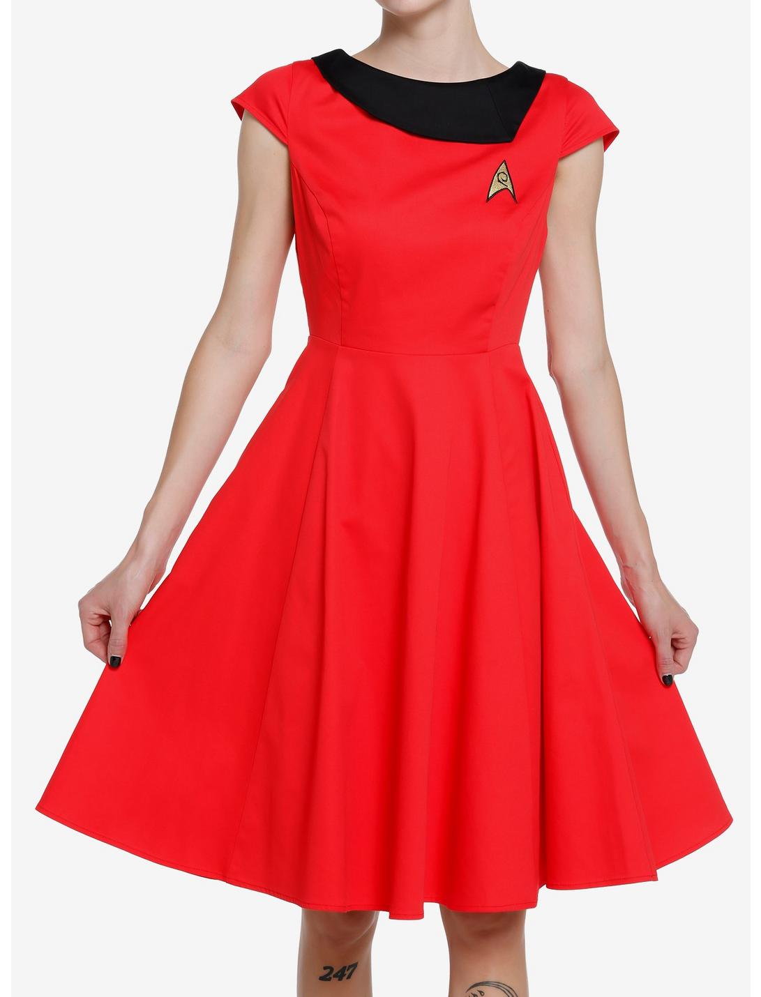 Her Universe Star Trek Red Uniform Retro Dress Her Universe Exclusive, RED, hi-res
