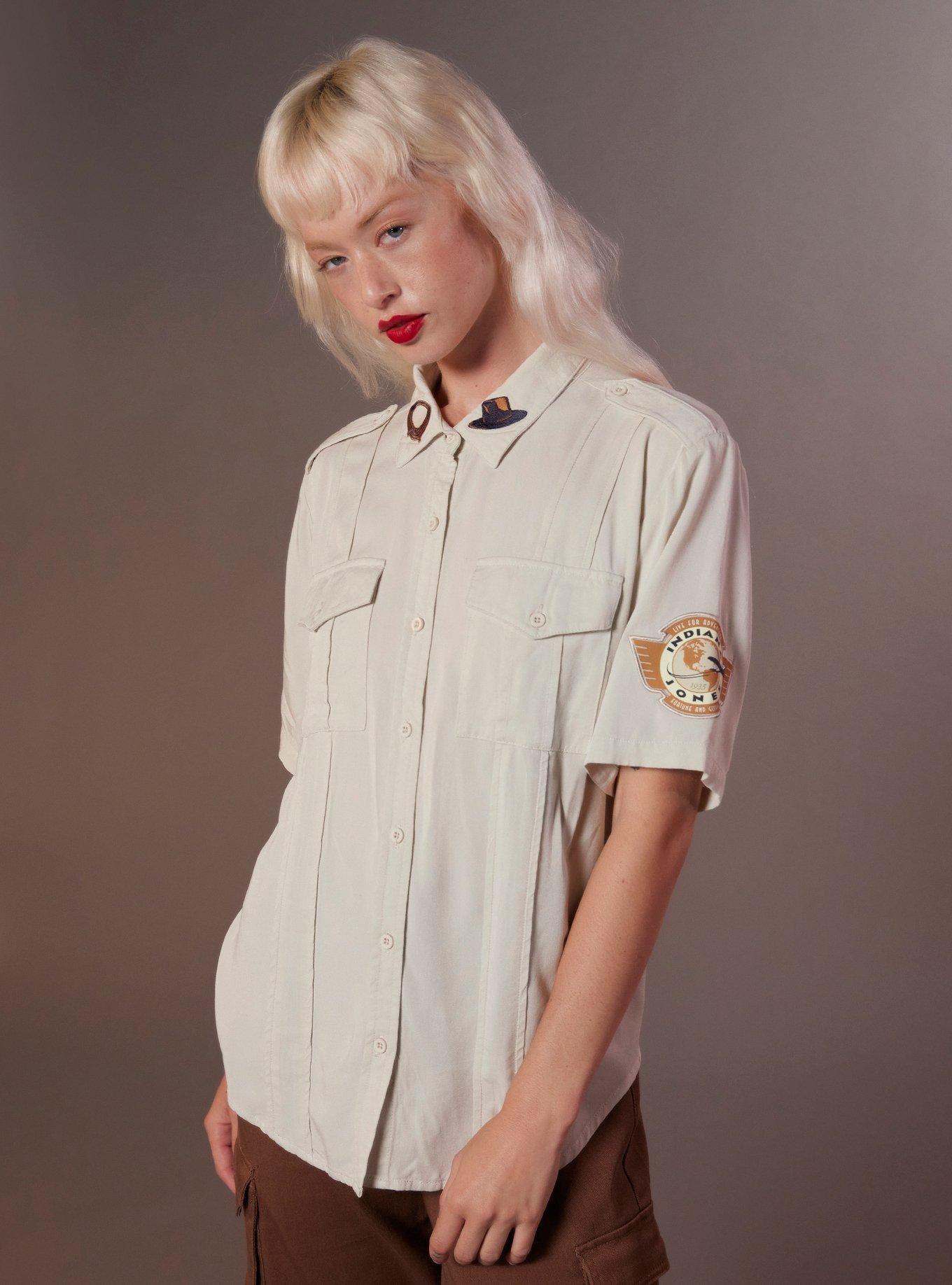 Her Universe Indiana Jones Expedition Woven Button-Up, OFF WHITE, hi-res