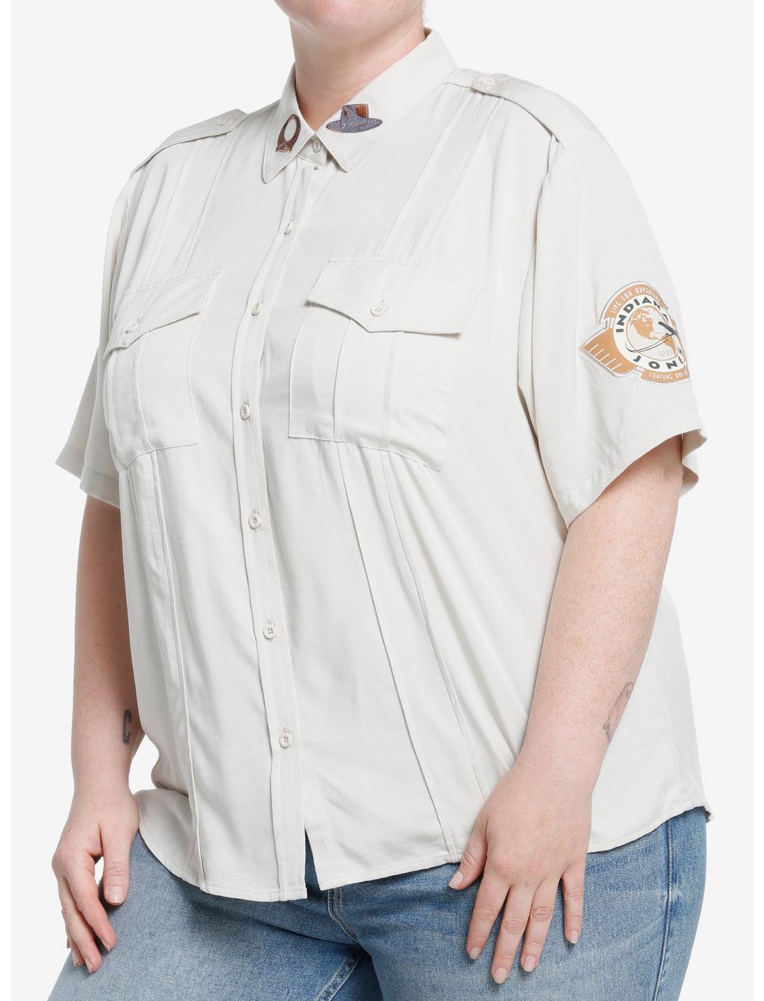 Her Universe Indiana Jones Expedition Woven Button-Up Plus Size, OFF WHITE, hi-res