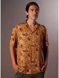 Our Universe Indiana Jones Travel Stickers Woven Button-Up, BROWN, hi-res