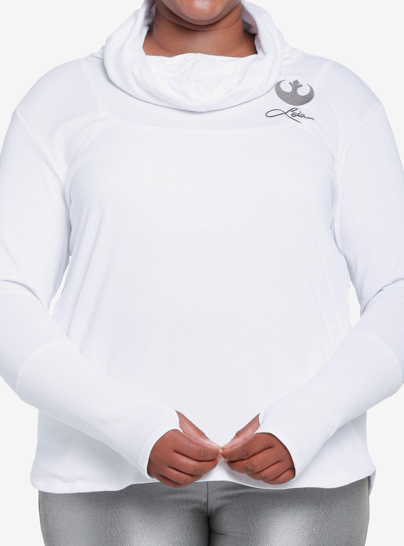 Her Universe Star Wars Princess Leia Cowl Long-Sleeve Top Plus Size Her Universe Exclusive, OFF WHITE, hi-res
