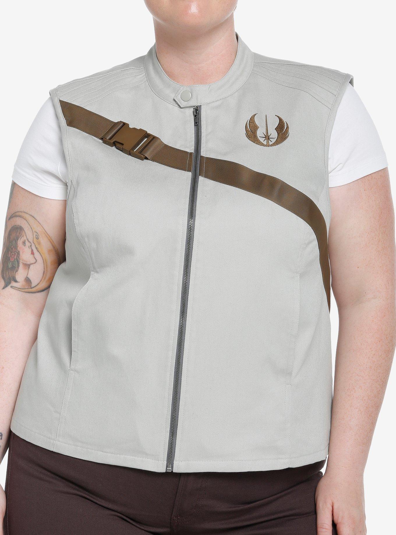 Her Universe Star Wars Rey Zip-Up Vest Plus Size Her Universe Exclusive, OFF WHITE, hi-res