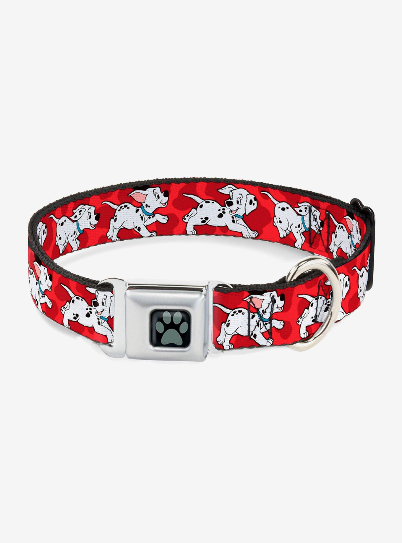 Disney 101 Dalmatians Running Paws Reds White Black Seatbelt Buckle Pet Collar, RED, hi-res