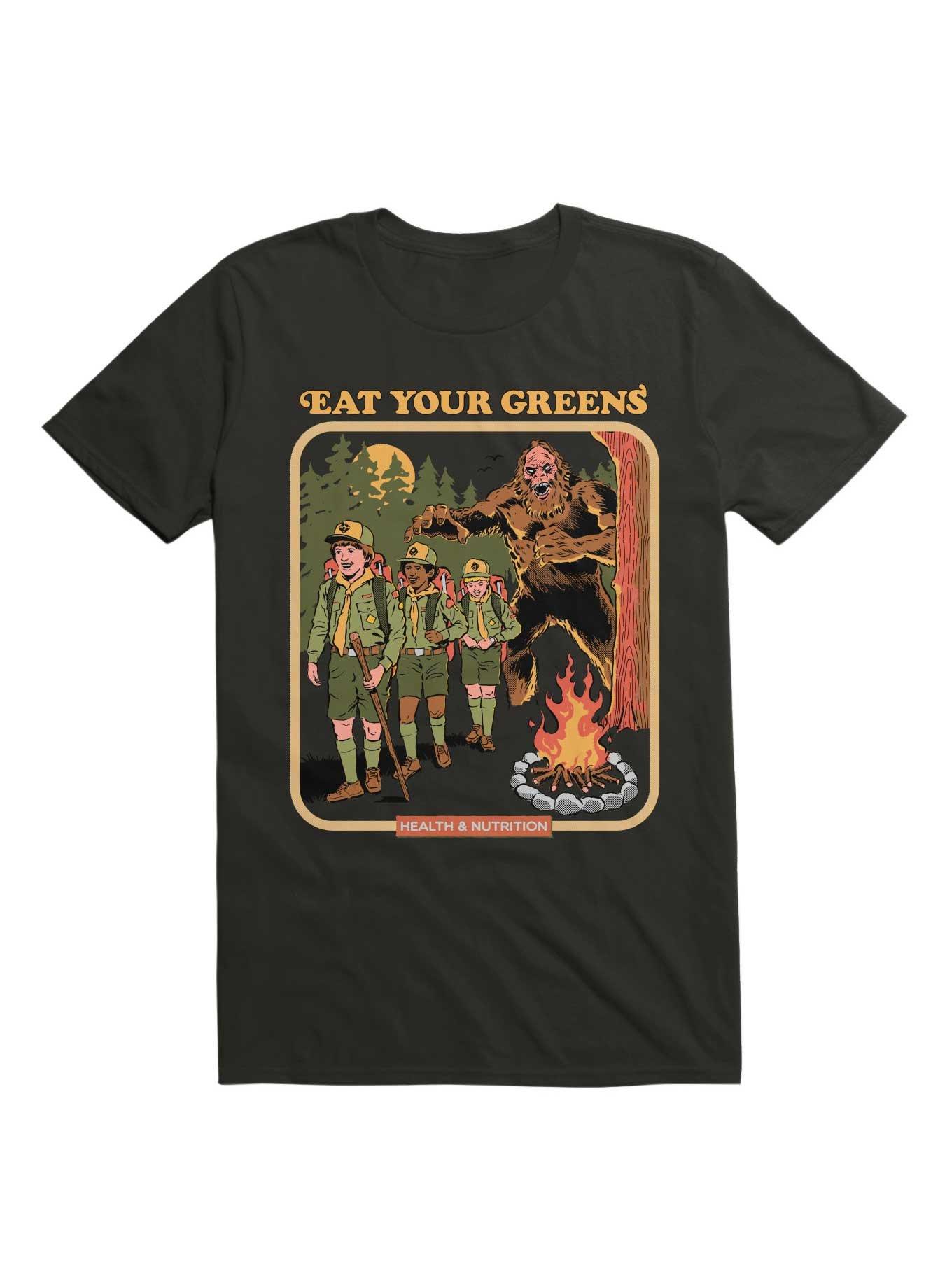 Eat Your Greens T-Shirt By Steven Rhodes, BLACK, hi-res