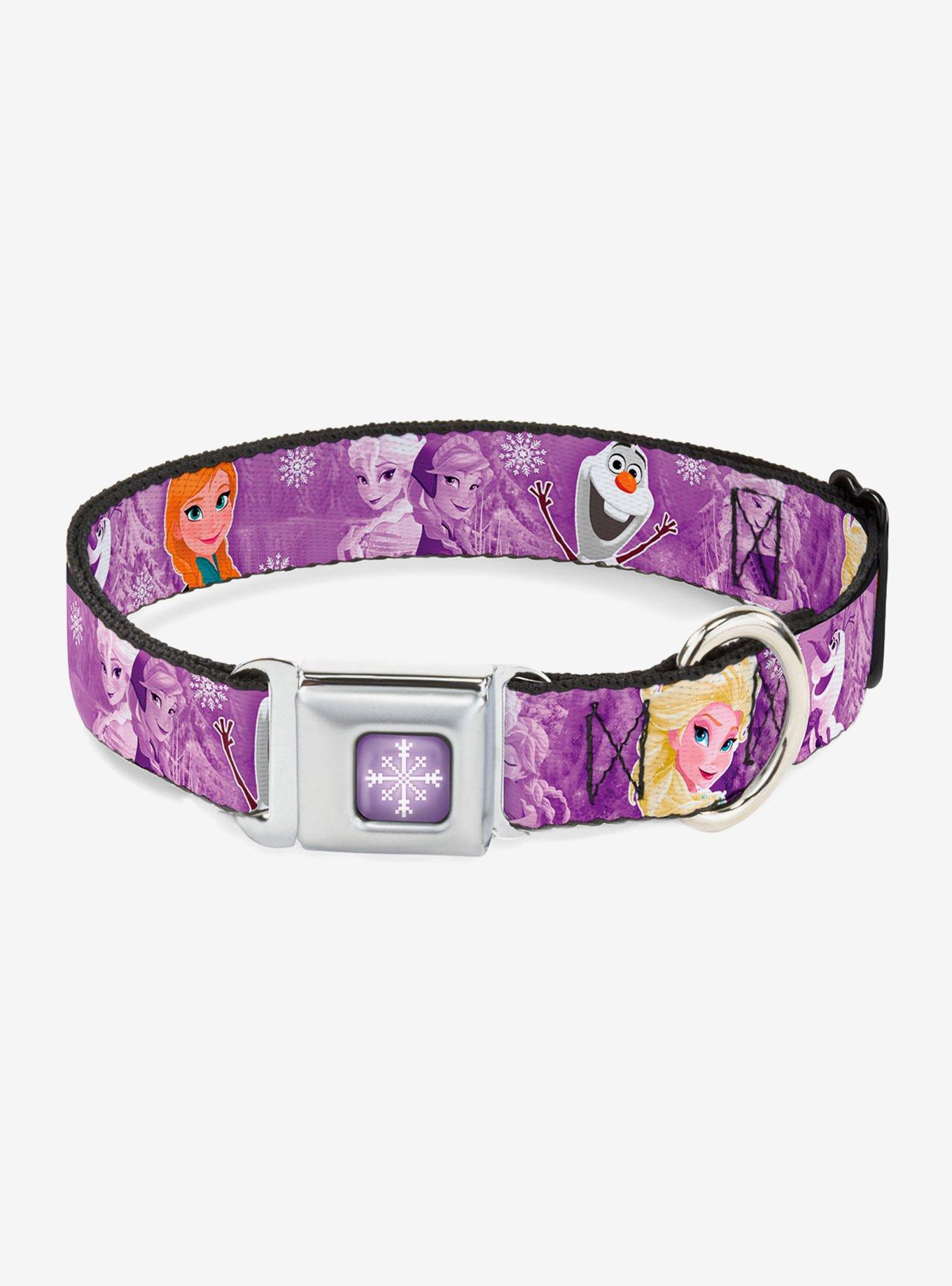 Disney Frozen Anna Elsa Olaf Scenes Seatbelt Buckle Pet Collar, PURPLE, hi-res