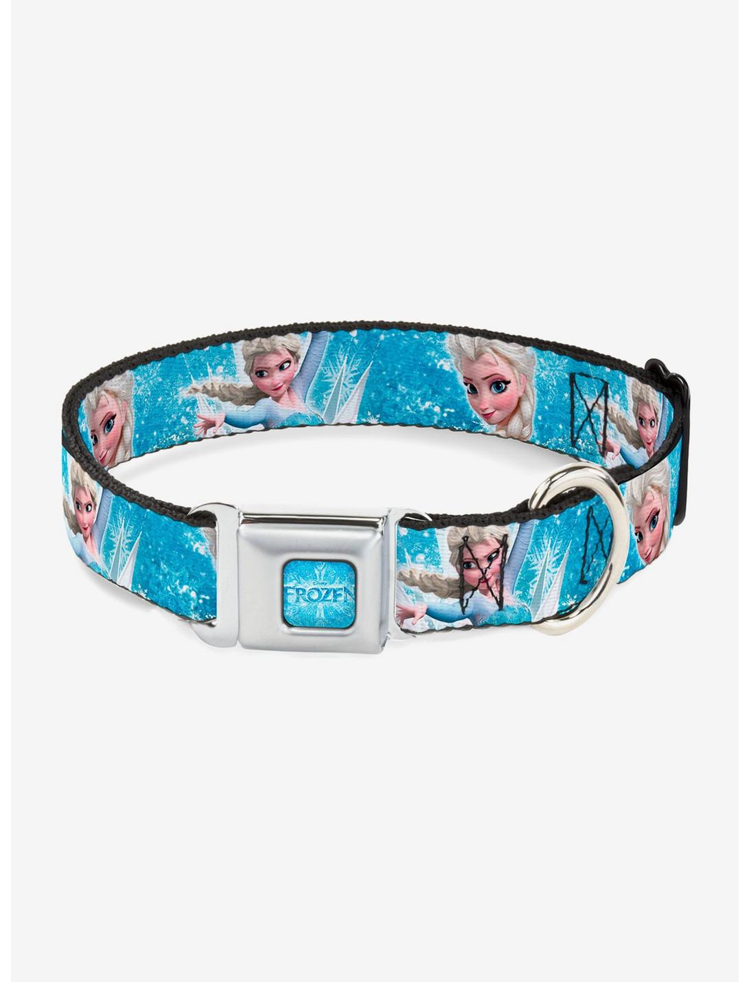 Disney Frozen Elsa Face Action Pose Seatbelt Buckle Pet Collar, BLUE, hi-res