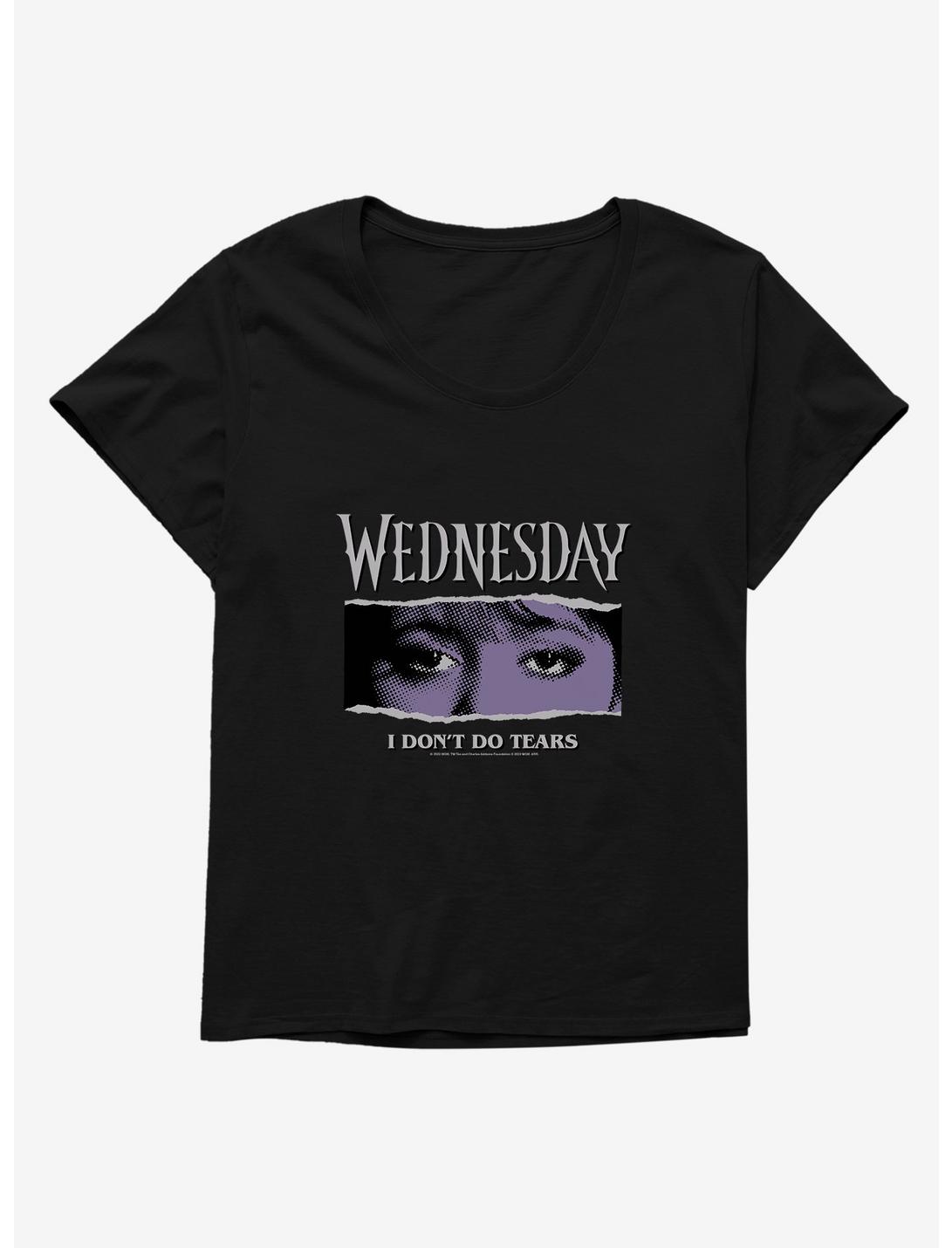 Wednesday Eyes Don't Do Tears Womens T-Shirt Plus Size, BLACK, hi-res