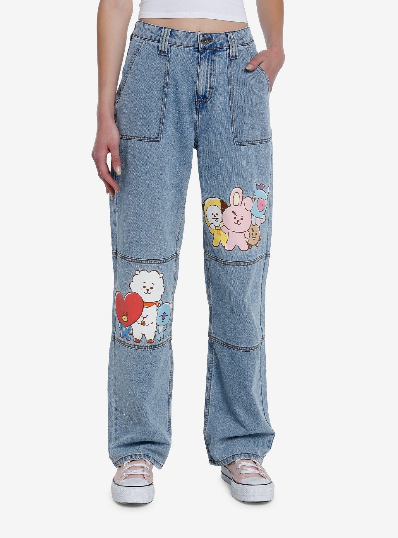 BT21 Characters Straight Leg Denim Pants, MULTI, hi-res