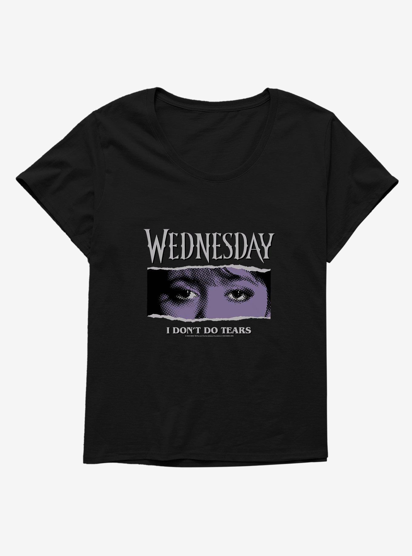 Wednesday Eyes Don't Do Tears Womens T-Shirt Plus Size, BLACK, hi-res