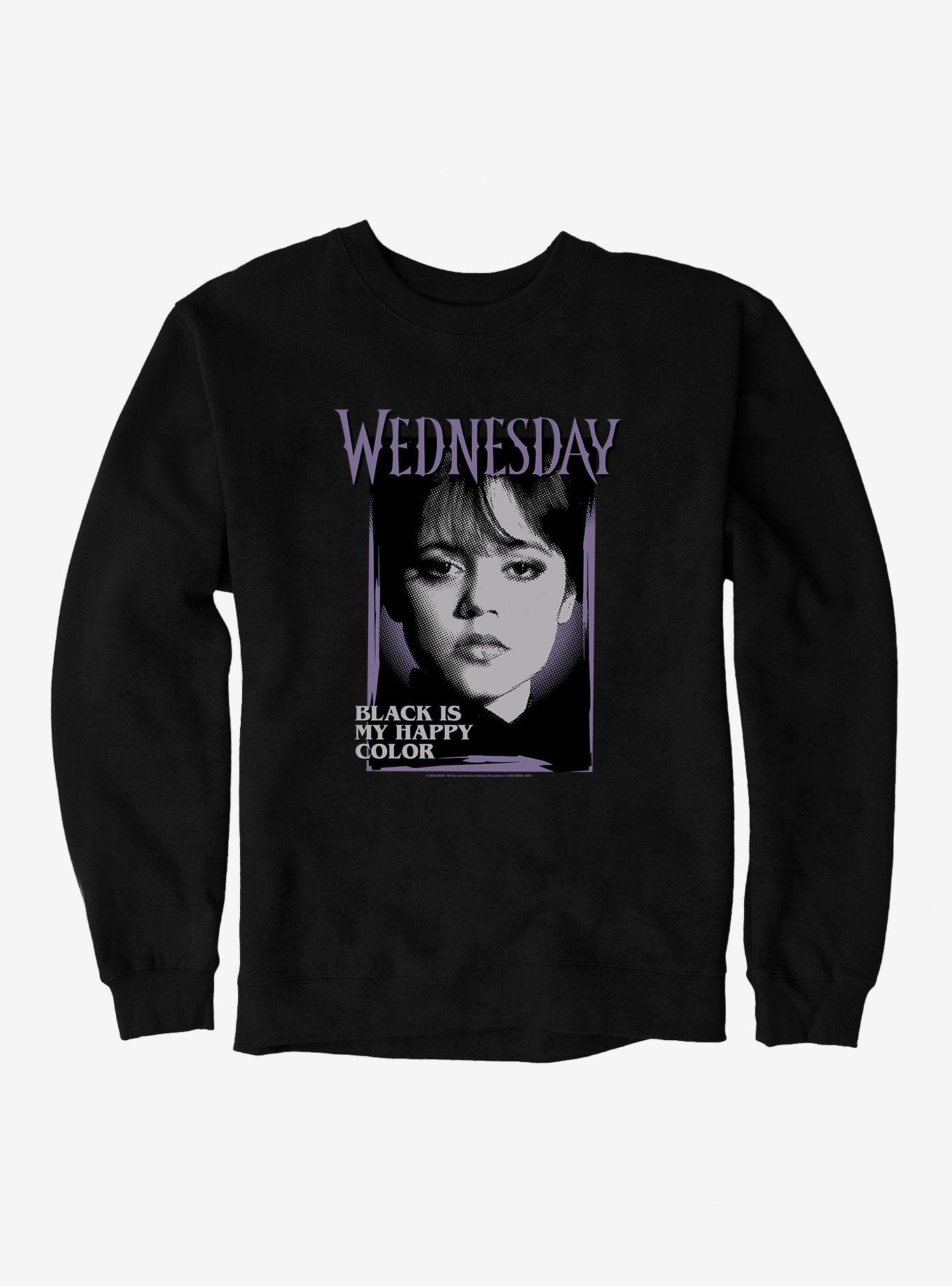 Wednesday Black Is My Happy Color Sweatshirt, BLACK, hi-res