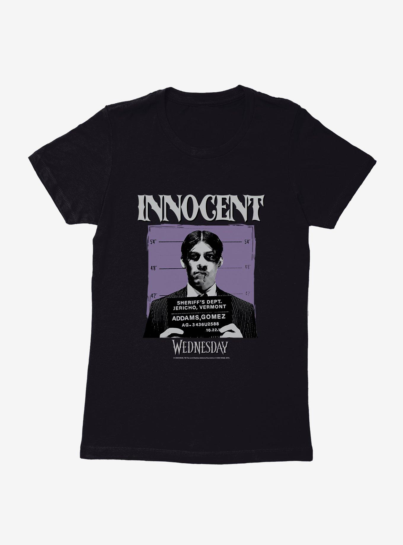 Wednesday Innocent Gomez Mug Shot Womens T-Shirt, , hi-res