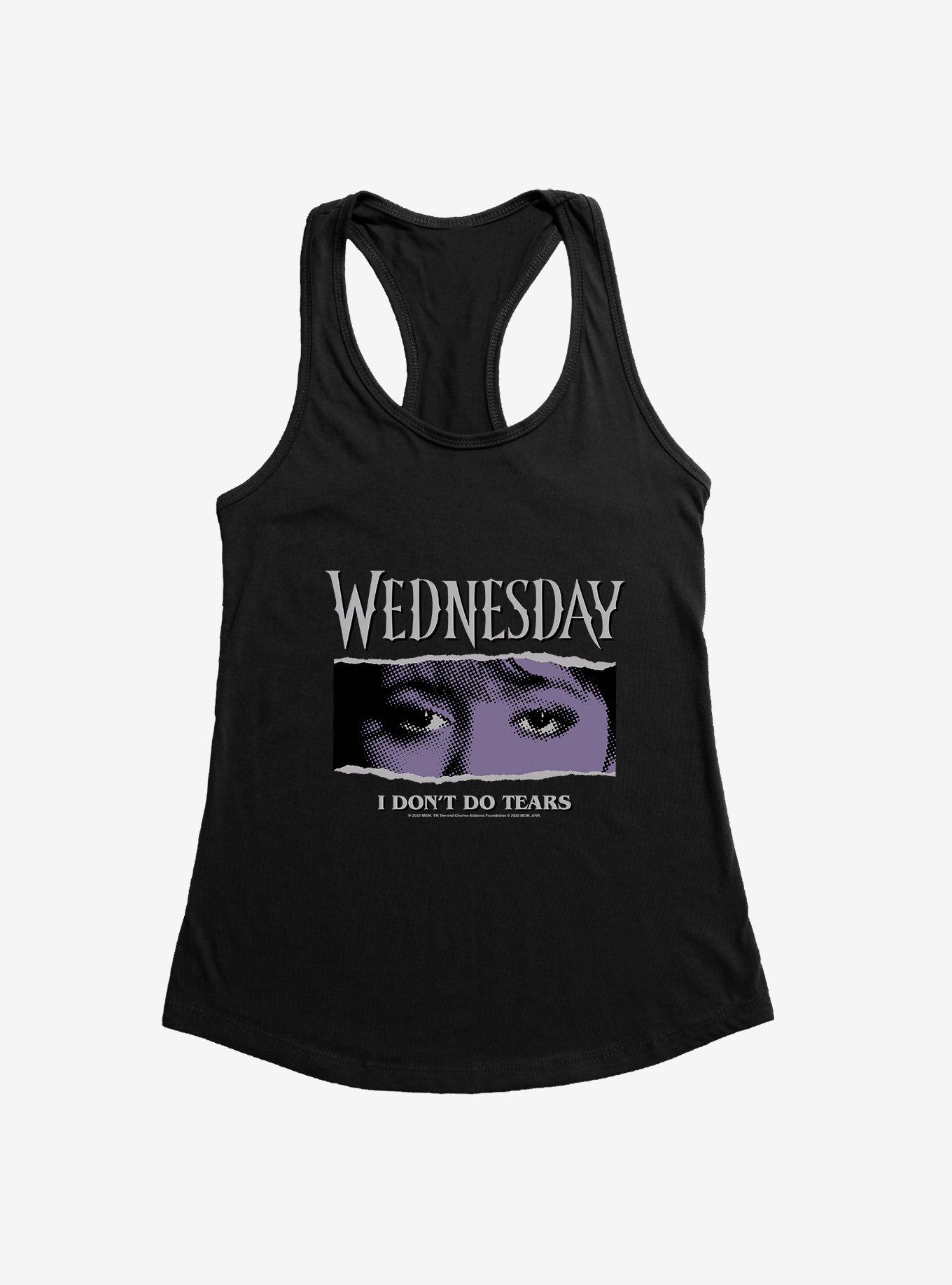 Wednesday Eyes Don't Do Tears Womens Tank Top, BLACK, hi-res