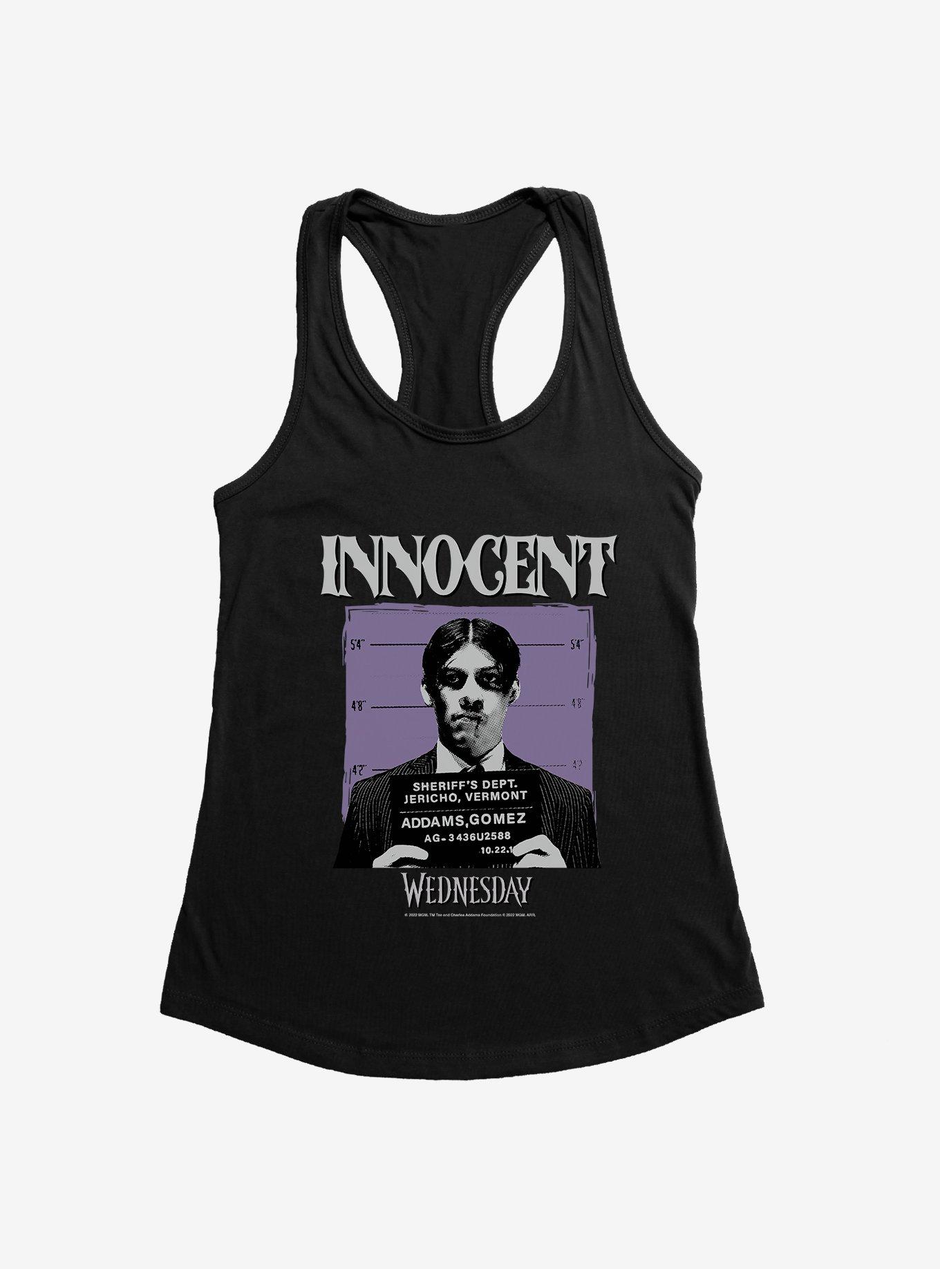 Wednesday Innocent Gomez Mug Shot Girls Tank, BLACK, hi-res