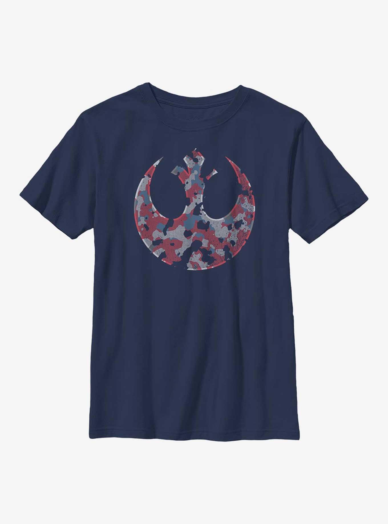 Star Wars Camo Rebel Crest Youth T-Shirt, NAVY, hi-res