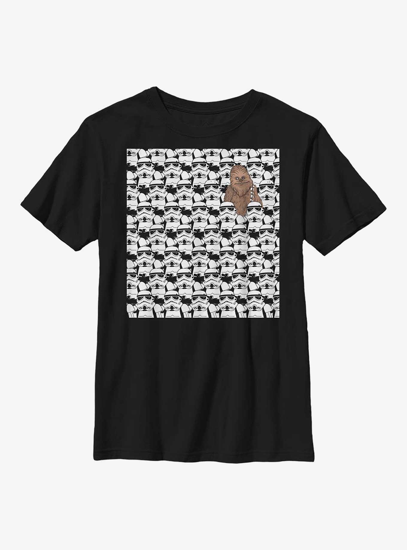 Star Wars Stormtrooper Chewbacca In Crowd Youth T-Shirt