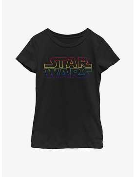 Star Wars Outline Rainbow Logo Youth Girls T-Shirt, , hi-res