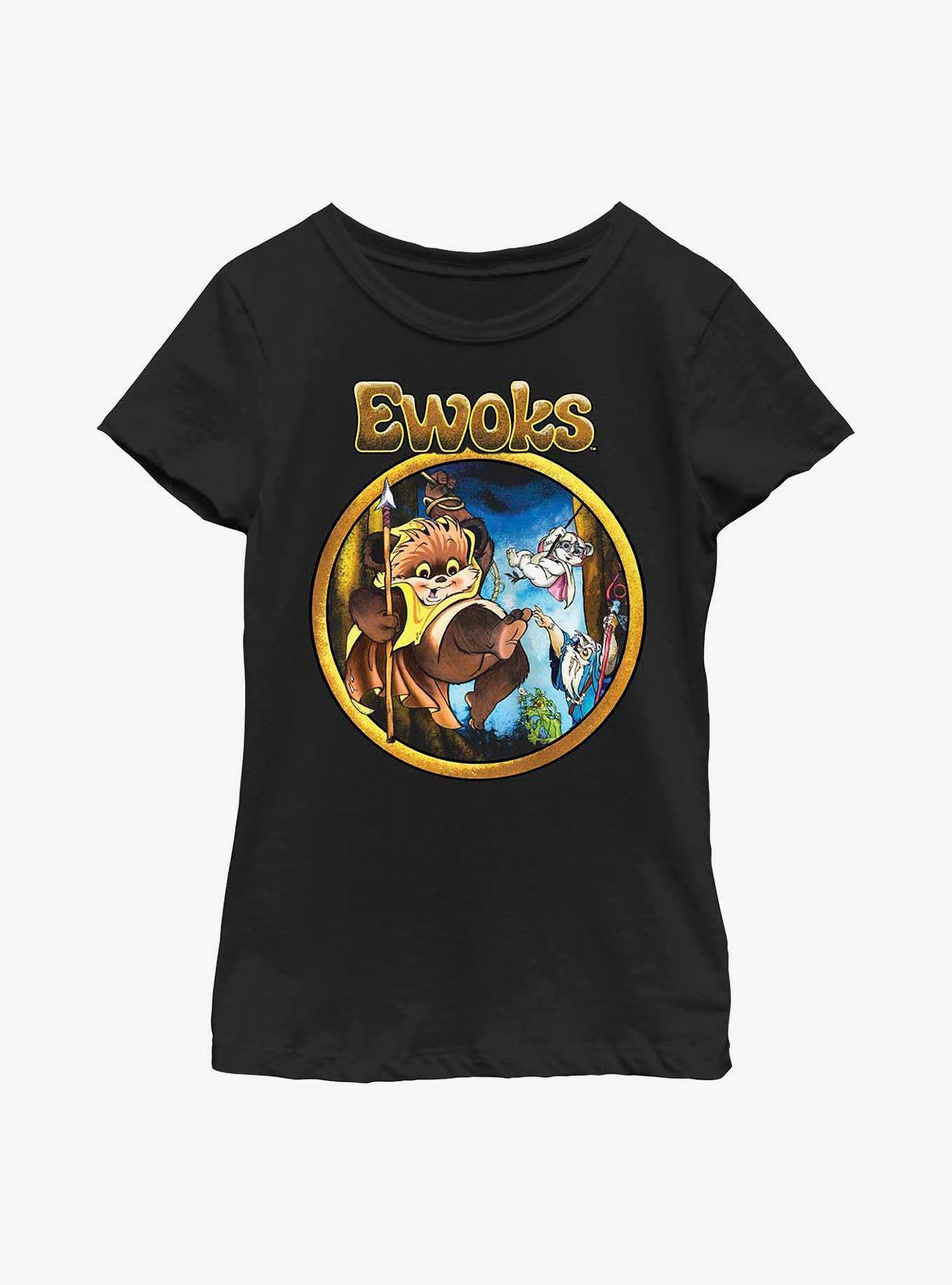 Star Wars Wicket Cartoon Ewoks Youth Girls T-Shirt, BLACK, hi-res