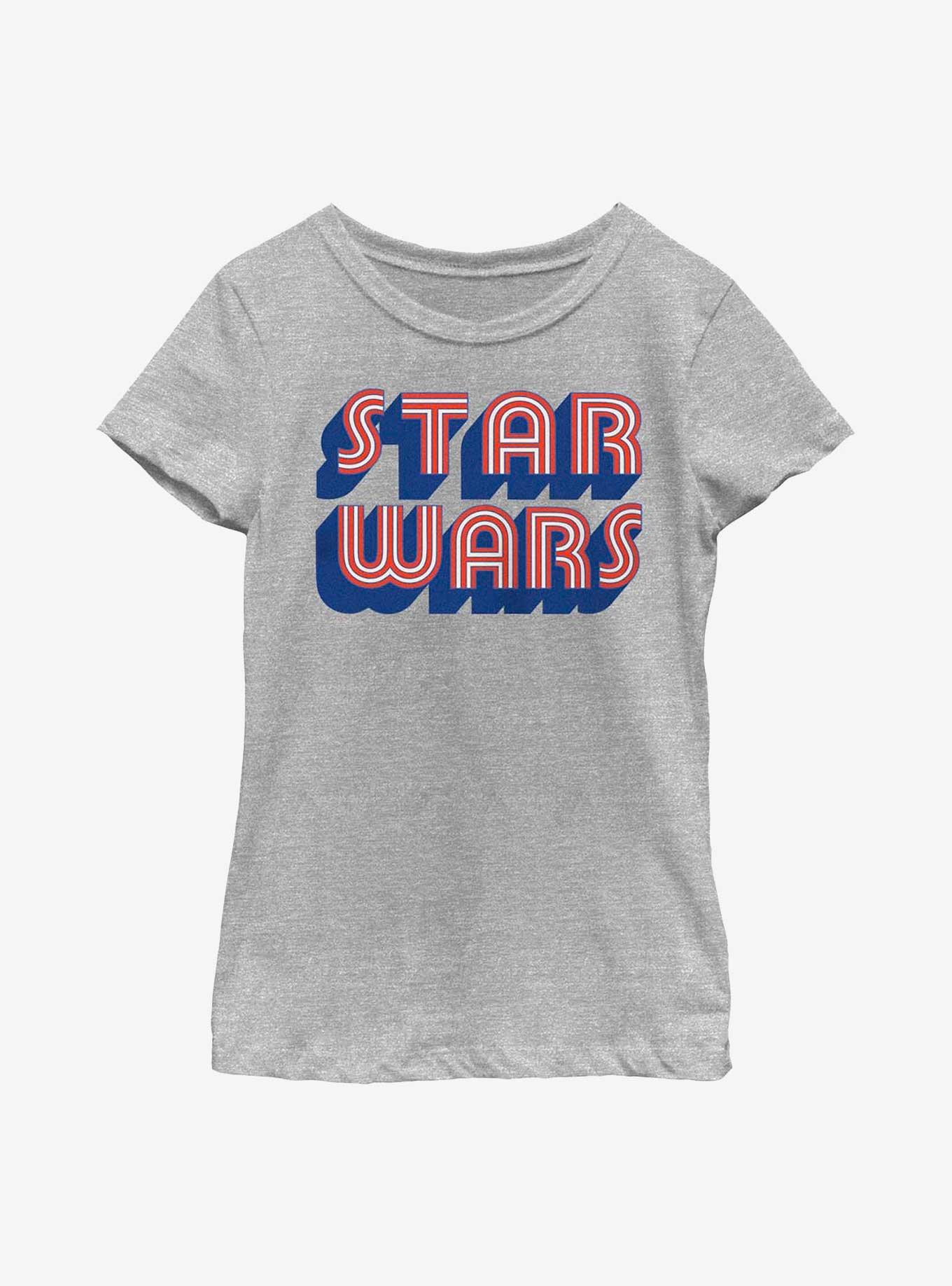 Star Wars Stars and Stripes Logo Youth Girls T-Shirt, ATH HTR, hi-res