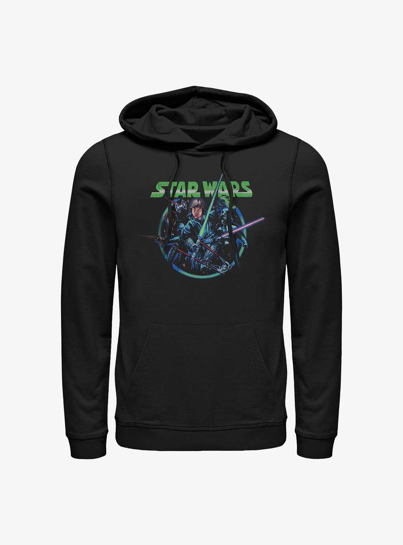 Star Wars Retro Group Luke, Han, & Vader Hoodie, BLACK, hi-res view 1