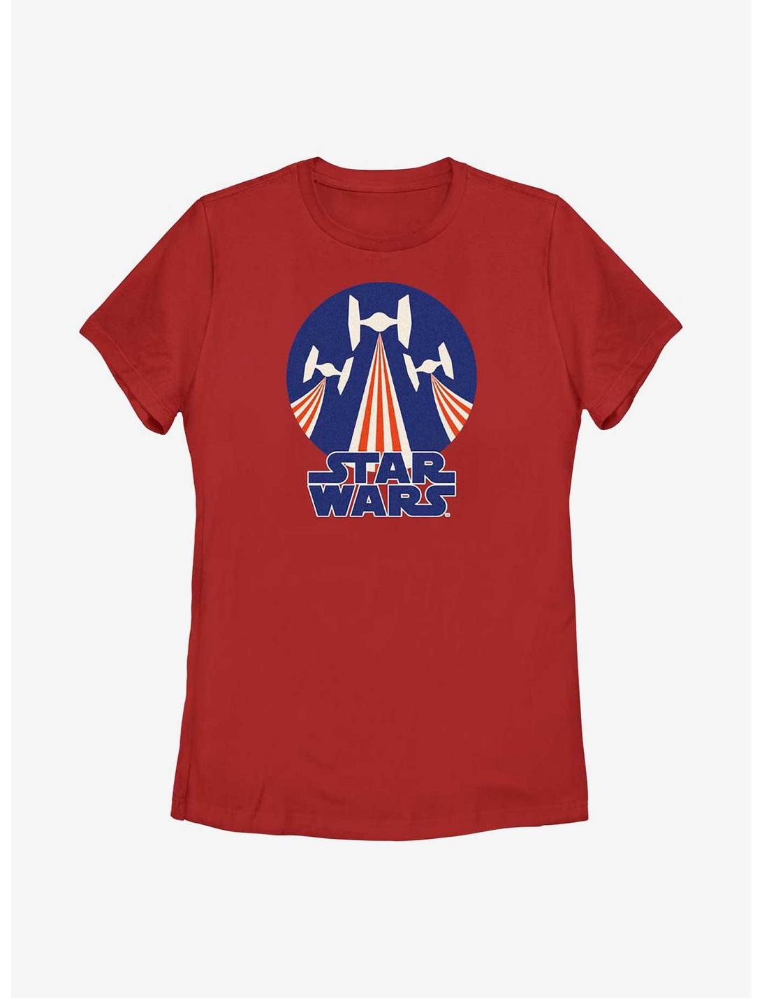 Star Wars Tie Figher Flag Stamp Womens T-Shirt, RED, hi-res
