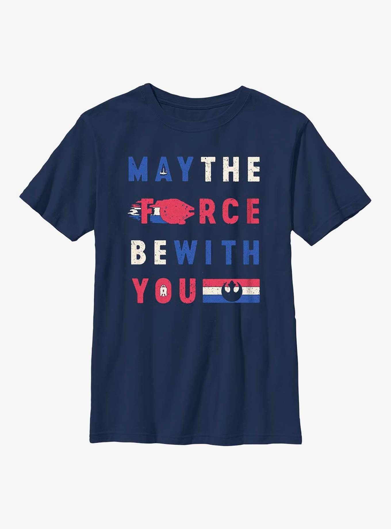 Star Wars May The Force Be With You Youth T-Shirt, NAVY, hi-res