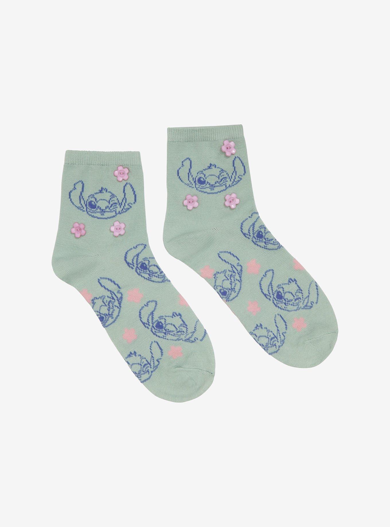 Disney Lilo & Stitch Flower Buttons Ankle Socks, , hi-res