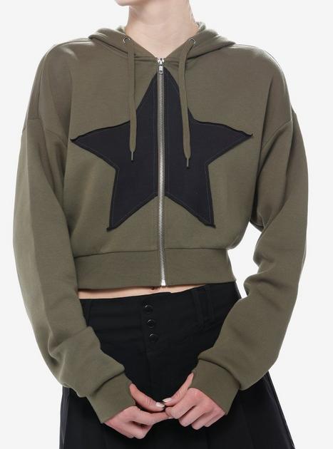 【X-girl】STAR CAMO LOGO S/S CROPPED FideMm Camo Hoodie Sexy Cropped Long Sleeve Pullover