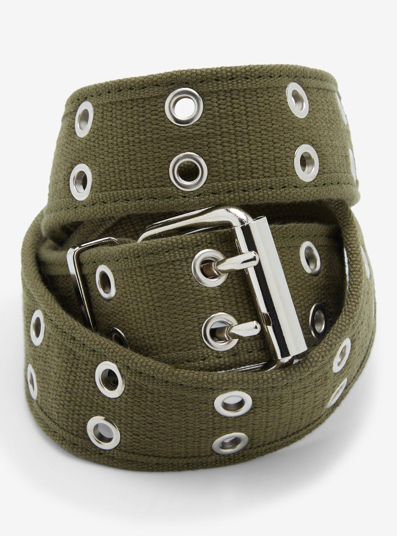 Olive Grommet Canvas Belt Hot Topic