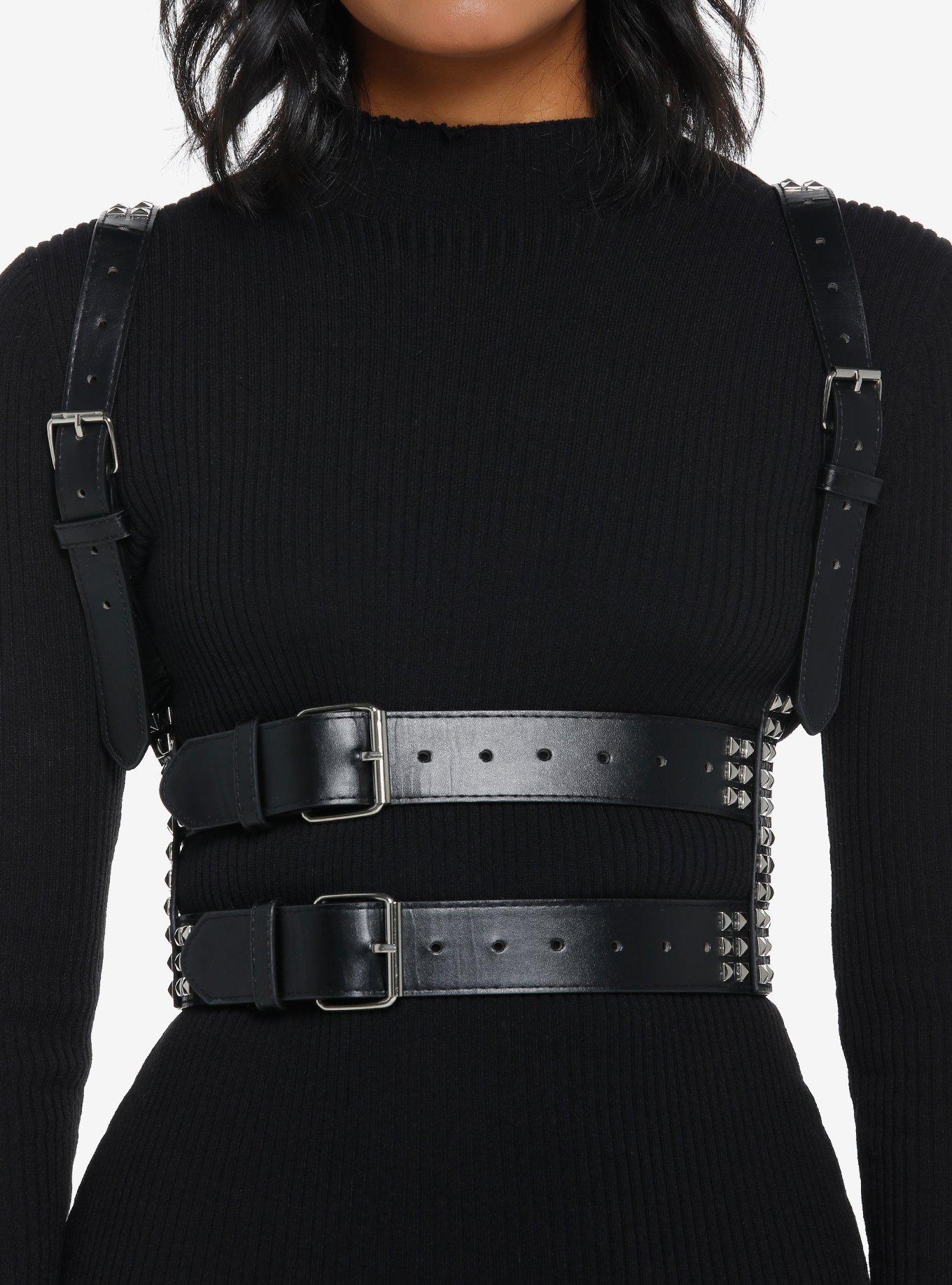 Black Pyramid Stud Harness, SILVER, hi-res