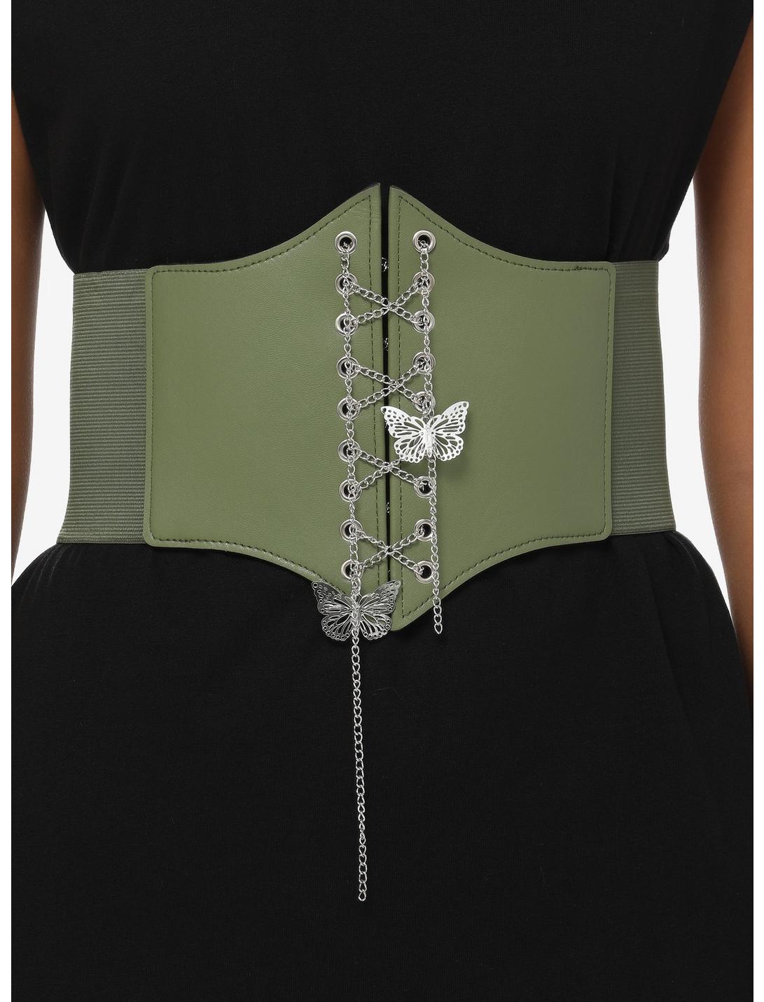 Green Butterfly Chain Corset, GREEN, hi-res