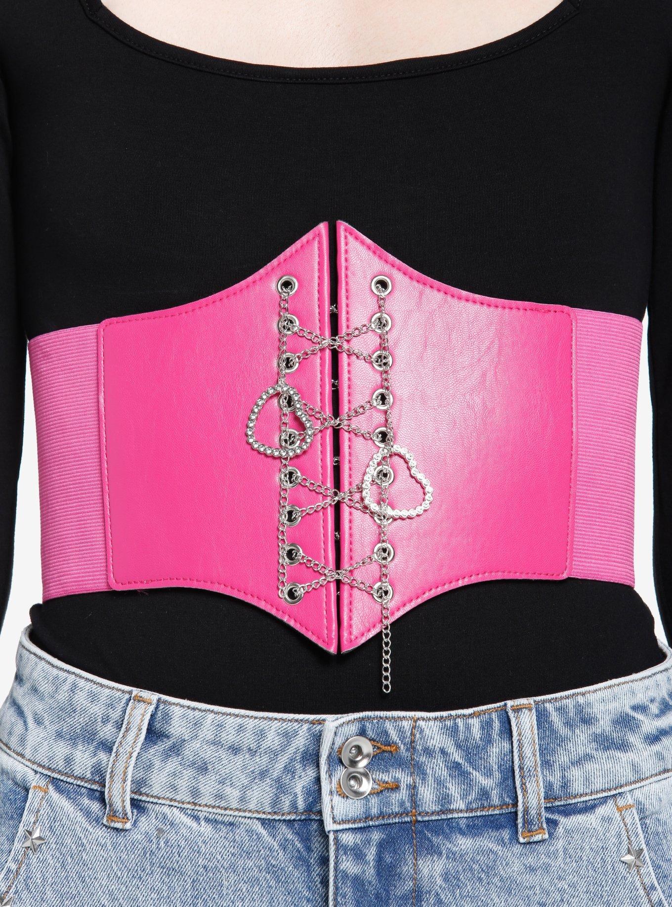 Hot Pink Heart Bling Corset, PINK, hi-res