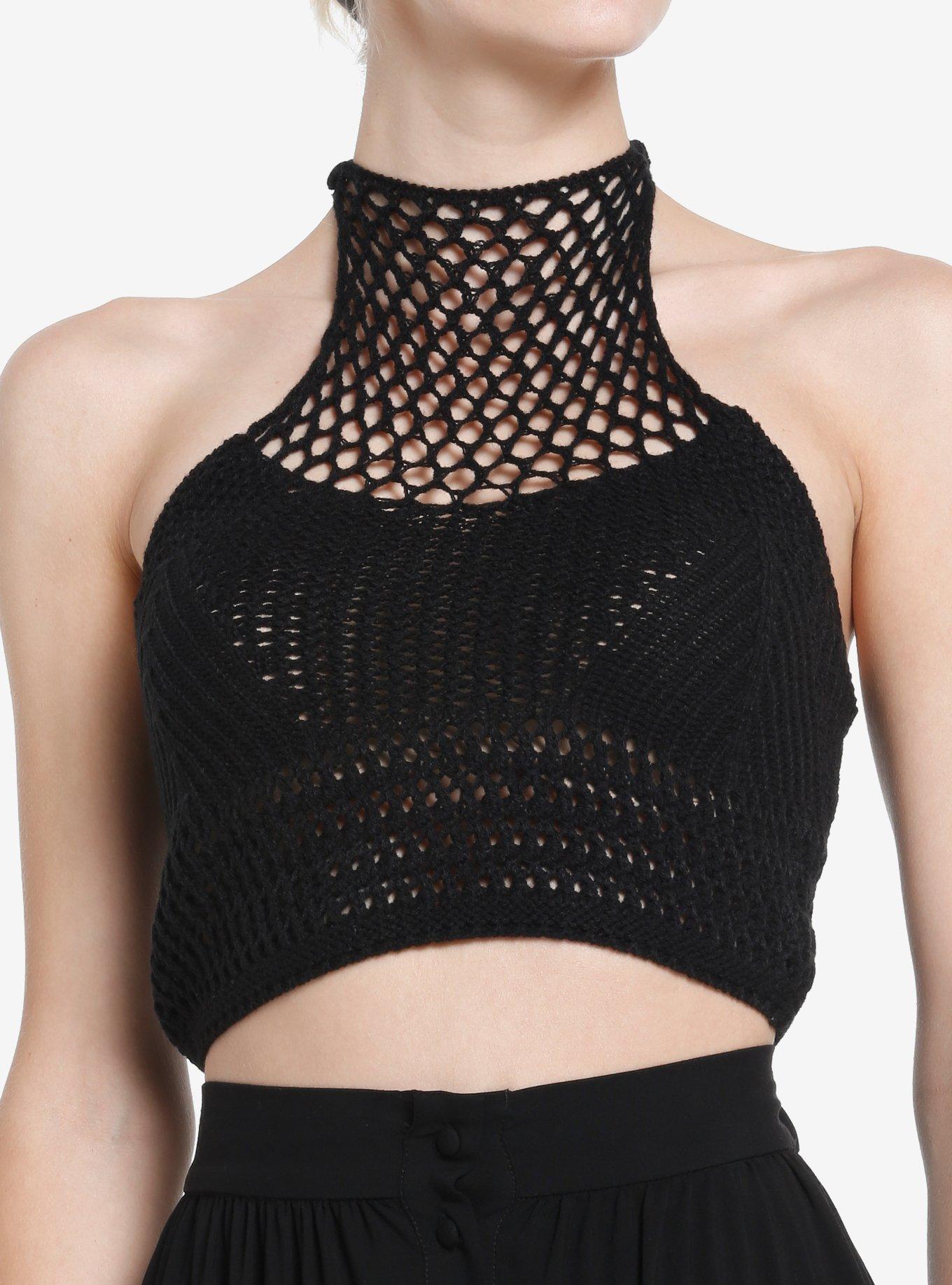 Cosmic Aura Black Crochet Girls Halter Tank Top | Hot Topic