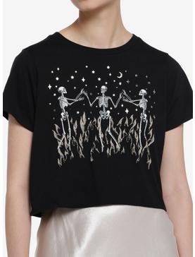 Social Collision Skeleton Foil Fire Dance Girls Crop T-Shirt, , hi-res