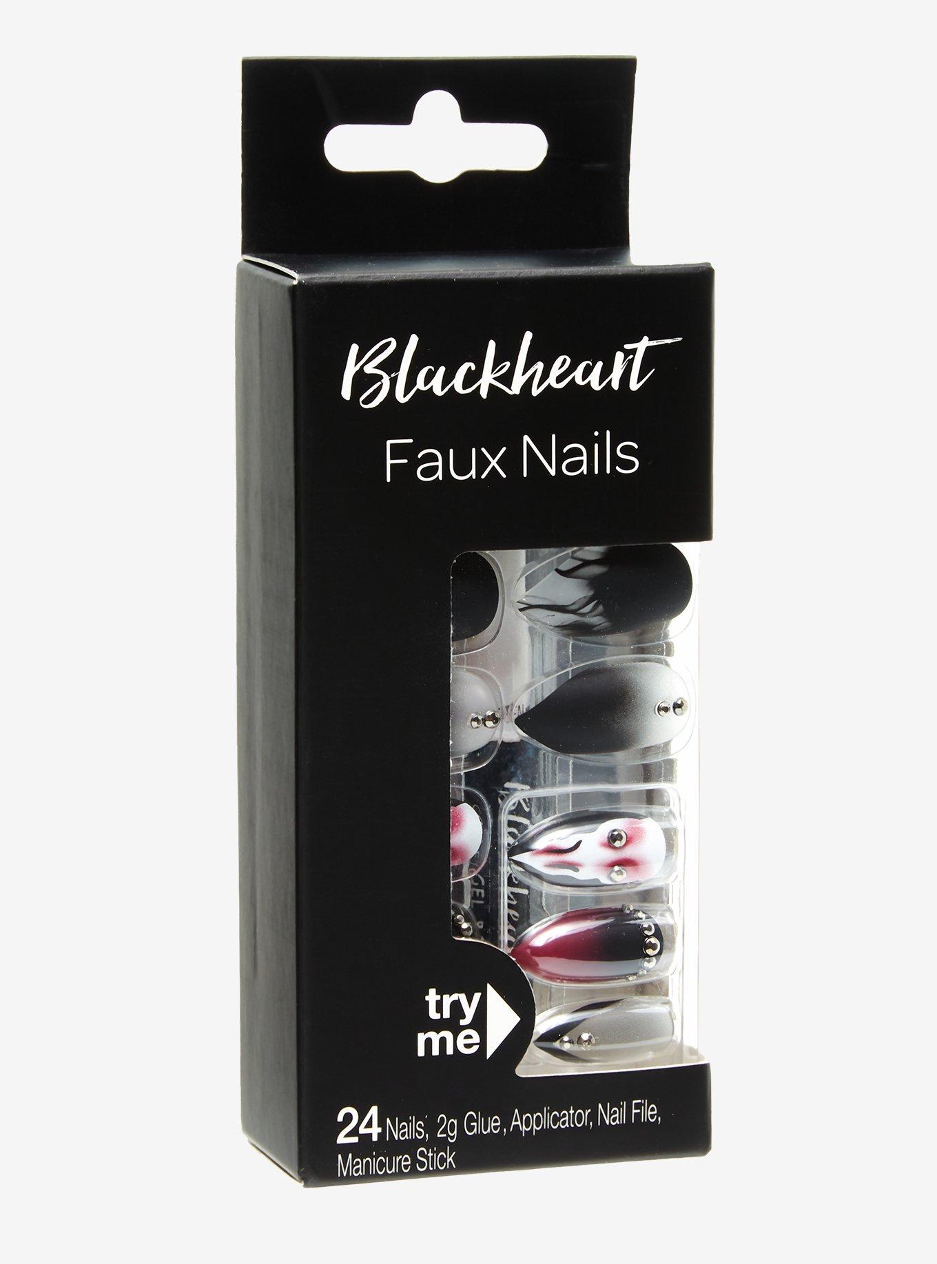 Blackheart Smoky Skull Faux Nail Set, , hi-res