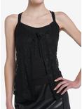 Cosmic Aura Strappy Tie-Front Lace Girls Cami, BLACK, hi-res