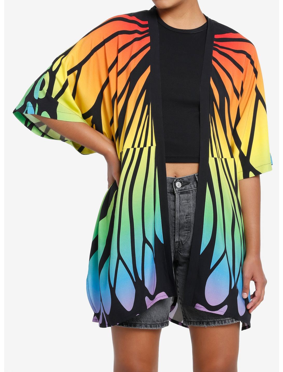 Thorn & Fable Rainbow Butterfly Girls Short Duster, MULTI, hi-res