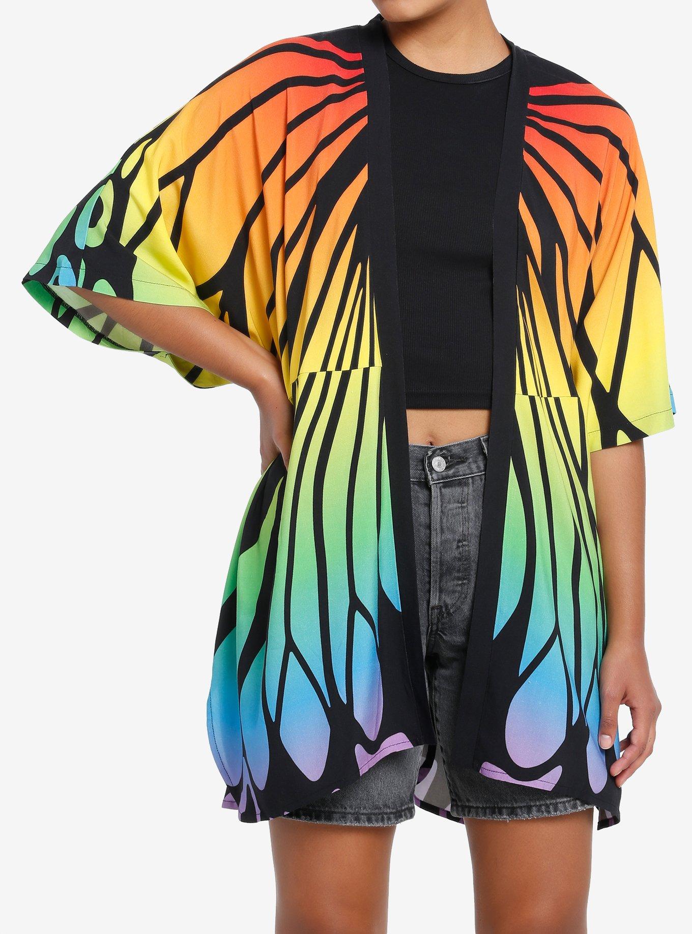 Thorn & Fable Rainbow Butterfly Girls Short Duster, MULTI, hi-res