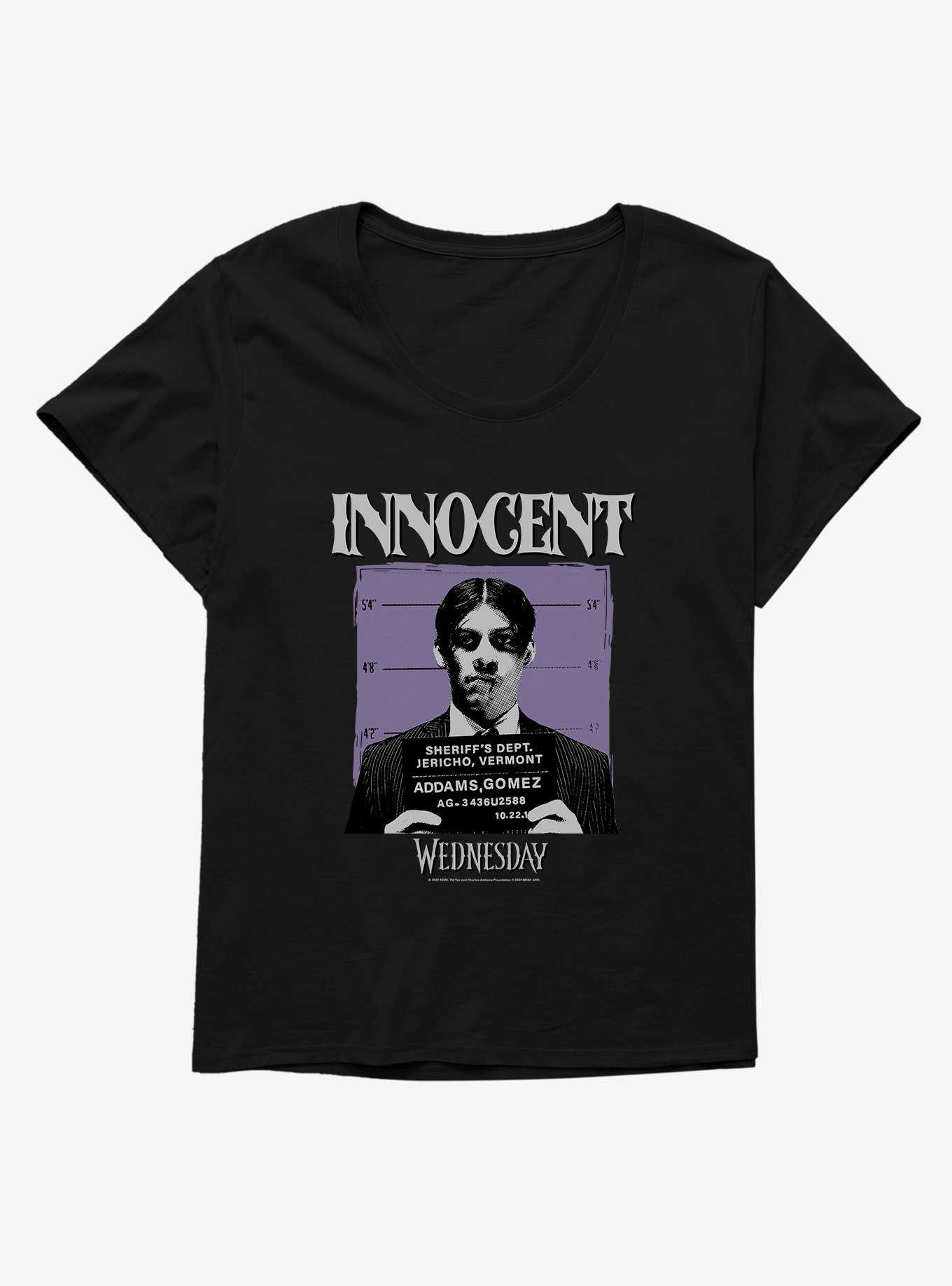 Wednesday Innocent Gomez Mug Shot Girls T-Shirt Plus Size, , hi-res