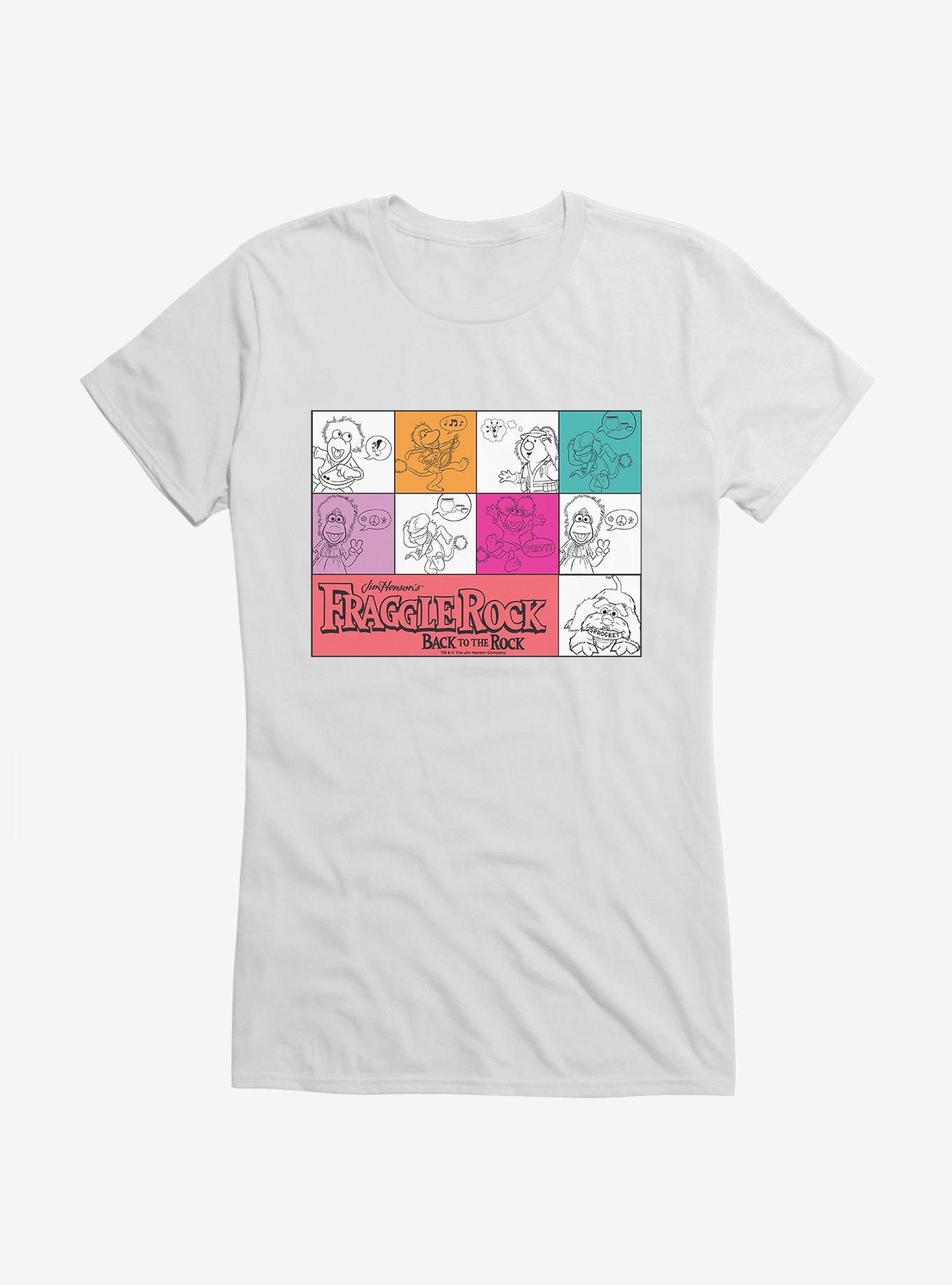 Fraggle Rock Back To The Rock Character Squares Girls T-Shirt, WHITE, hi-res